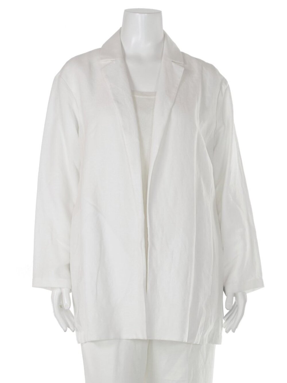 NWT Eileen Fisher $298 White Tencel + Organic Linen Slub Long Jacket sz L